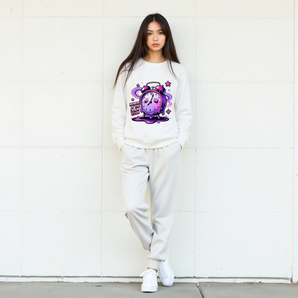 Unisex Organic Sweatshirt | Members of the 3 AM Club Alarm Clock Design - Image 7