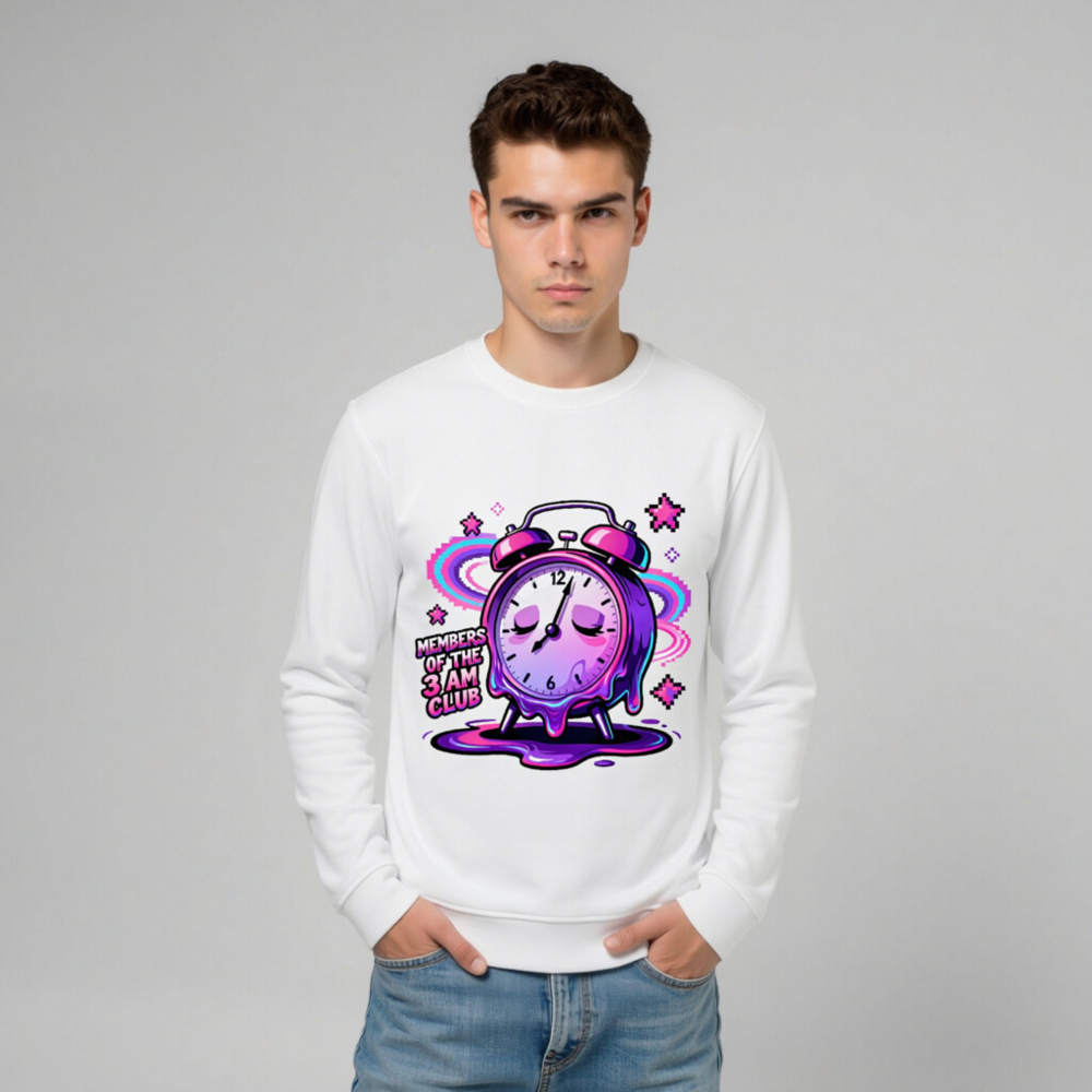 Unisex Organic Sweatshirt | Members of the 3 AM Club Alarm Clock Design - Image 8