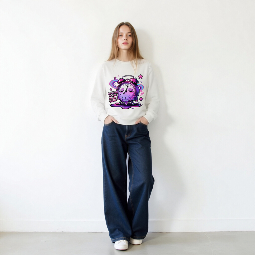 Unisex Organic Sweatshirt | Members of the 3 AM Club Alarm Clock Design - Image 9