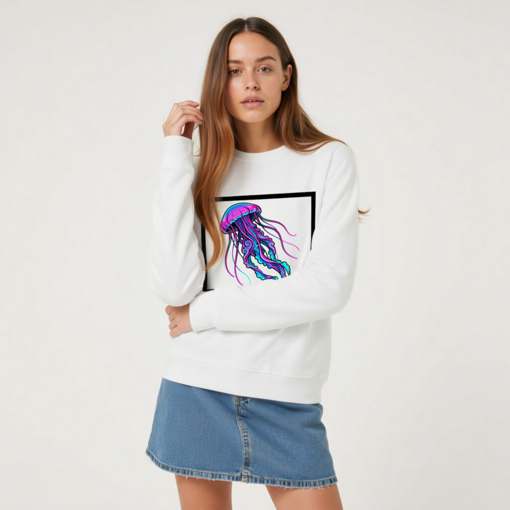 Unisex Organic Sweatshirt | Stay Flowy Jellyfish Graphic - Eco-Friendly & Comfortable - Image 7