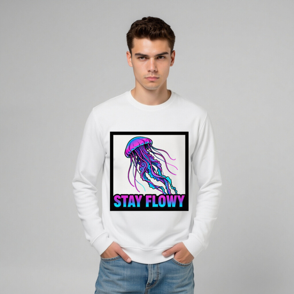 Unisex Organic Sweatshirt | Stay Flowy Jellyfish Graphic - Eco-Friendly & Comfortable - Image 9