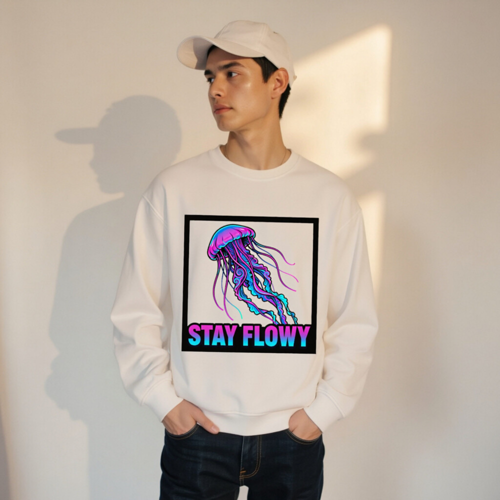 Unisex Organic Sweatshirt | Stay Flowy Jellyfish Graphic - Eco-Friendly & Comfortable - Image 11
