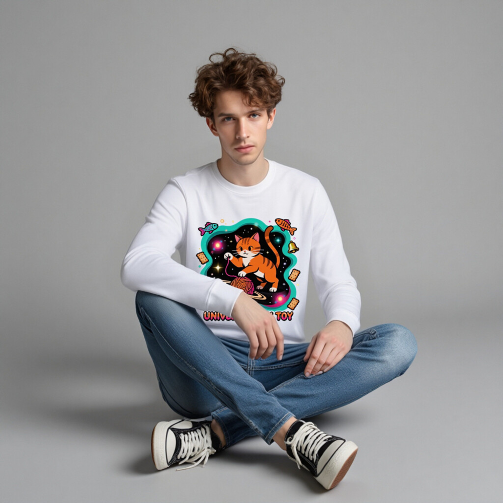 Unisex Organic Sweatshirt | Universe Is My Toy Cat Design - Image 3