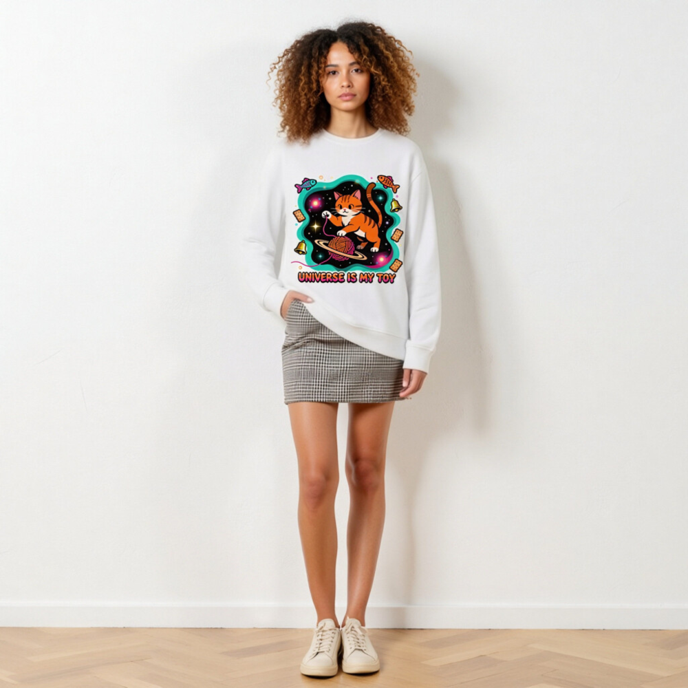 Unisex Organic Sweatshirt | Universe Is My Toy Cat Design - Image 5
