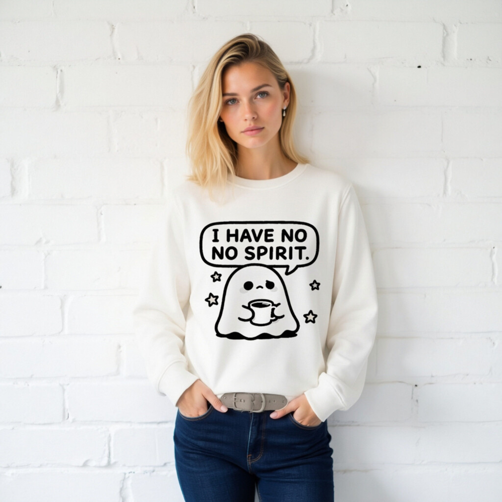 Unisex Organic Sweatshirt | I Have No Spirit Ghost Coffee Design - Image 2