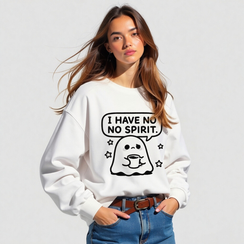 Unisex Organic Sweatshirt | I Have No Spirit Ghost Coffee Design - Image 4