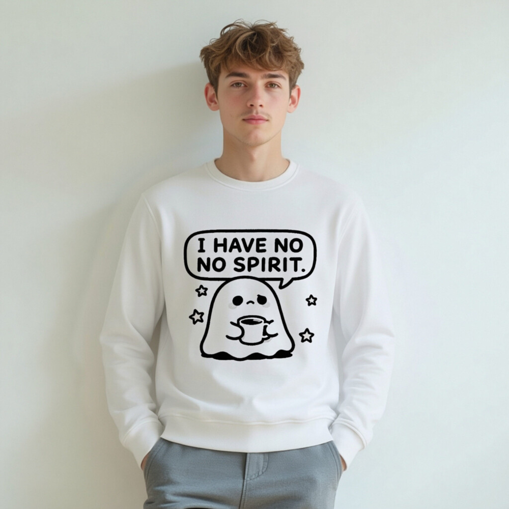 Unisex Organic Sweatshirt | I Have No Spirit Ghost Coffee Design - Image 6