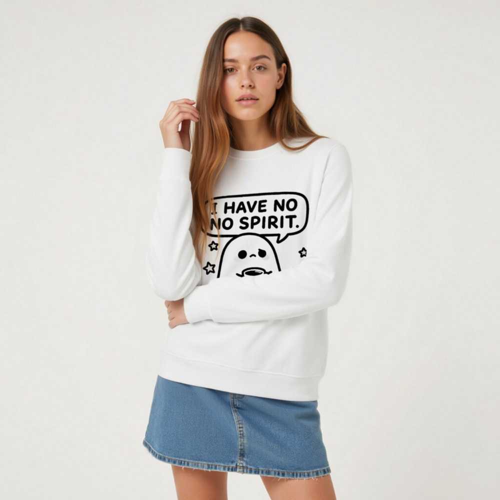 Unisex Organic Sweatshirt | I Have No Spirit Ghost Coffee Design - Image 7