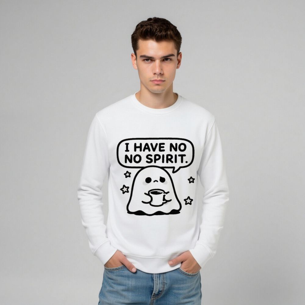 Unisex Organic Sweatshirt | I Have No Spirit Ghost Coffee Design - Image 9