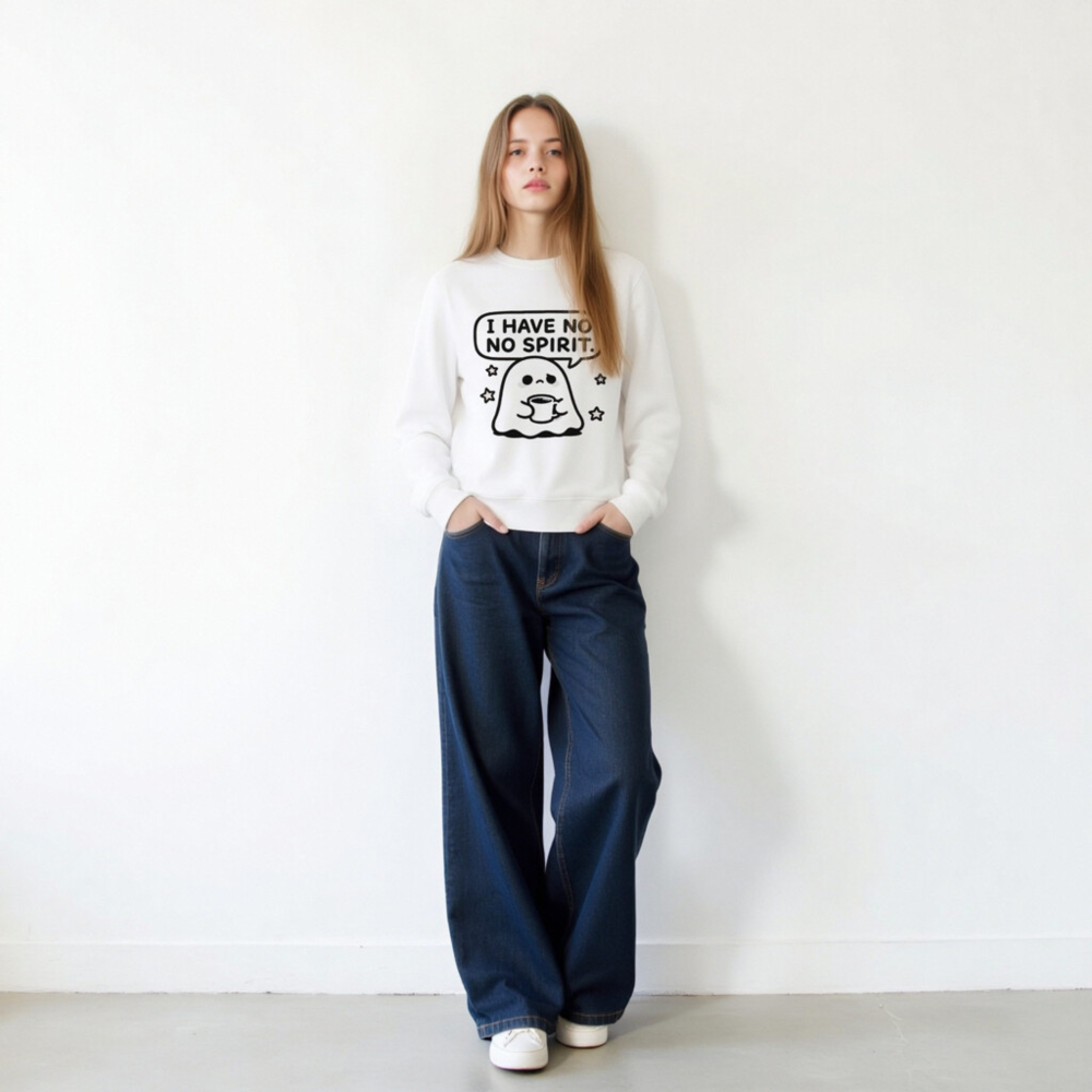 Unisex Organic Sweatshirt | I Have No Spirit Ghost Coffee Design - Image 10