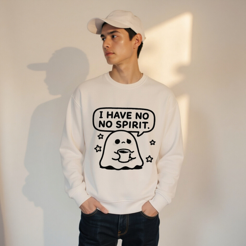 Unisex Organic Sweatshirt | I Have No Spirit Ghost Coffee Design - Image 11
