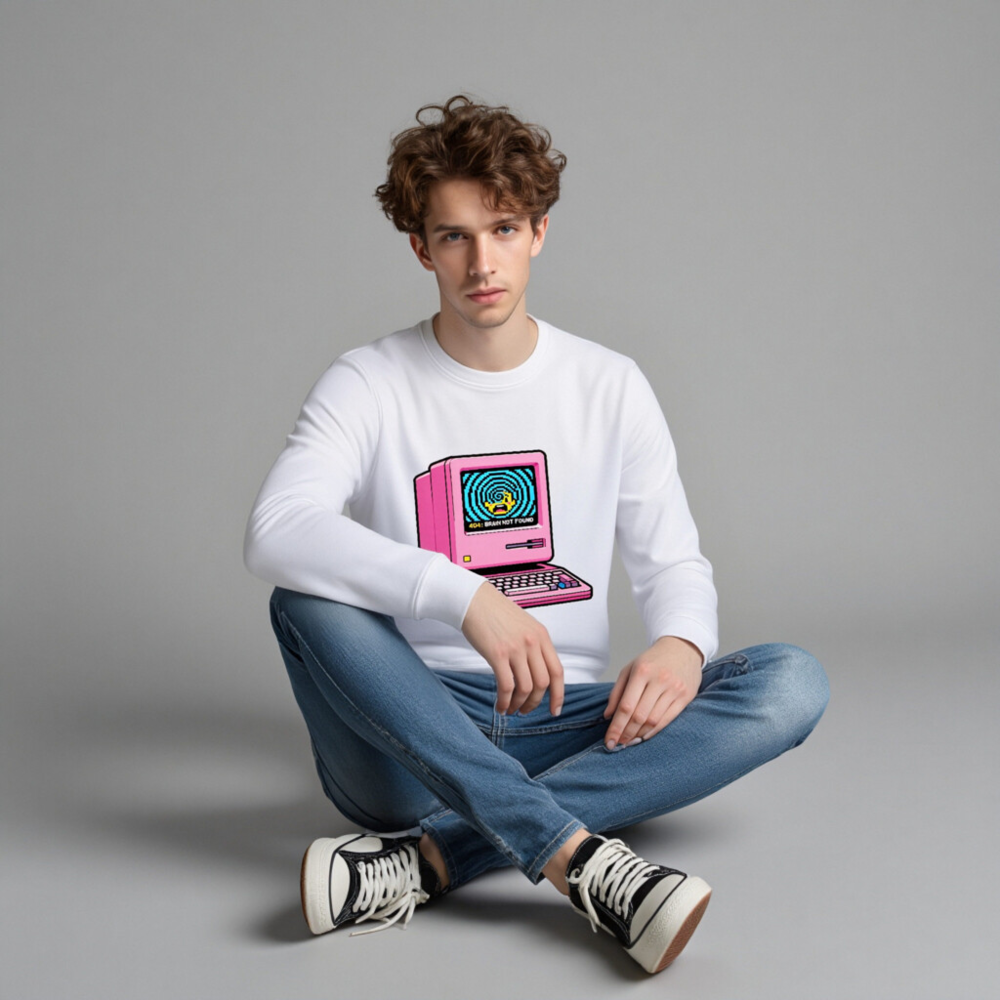 Pink Retro Computer Sweatshirt | Unisex Organic Cotton Crewneck - Image 3