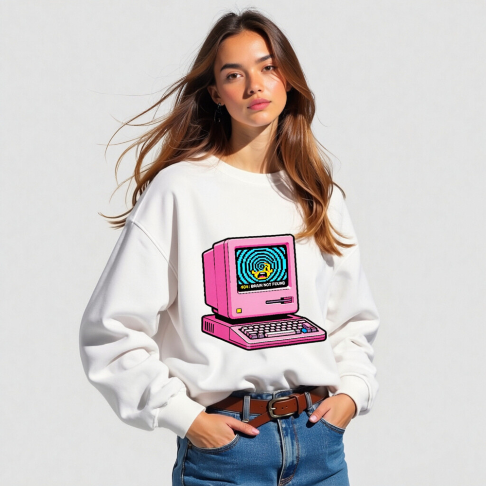 Pink Retro Computer Sweatshirt | Unisex Organic Cotton Crewneck - Image 4