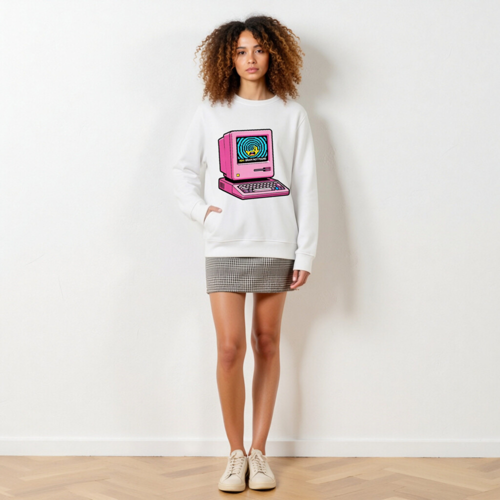 Pink Retro Computer Sweatshirt | Unisex Organic Cotton Crewneck - Image 5