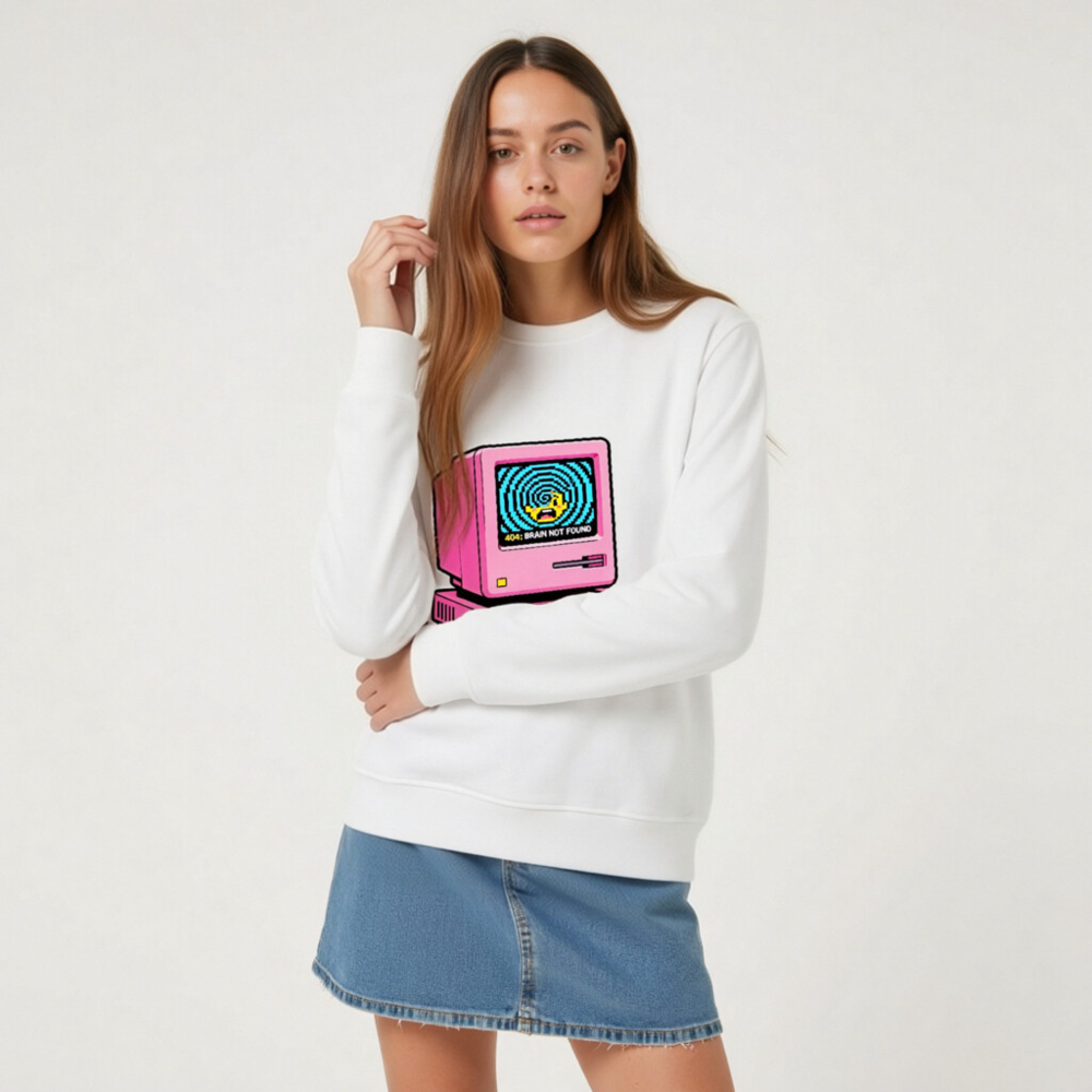 Pink Retro Computer Sweatshirt | Unisex Organic Cotton Crewneck - Image 7