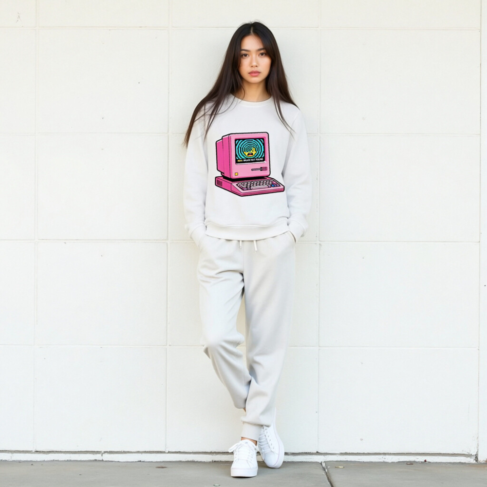 Pink Retro Computer Sweatshirt | Unisex Organic Cotton Crewneck - Image 8