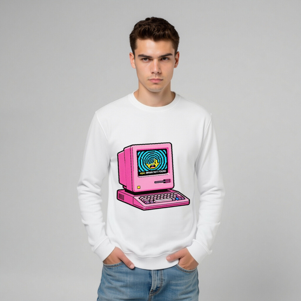 Pink Retro Computer Sweatshirt | Unisex Organic Cotton Crewneck - Image 9