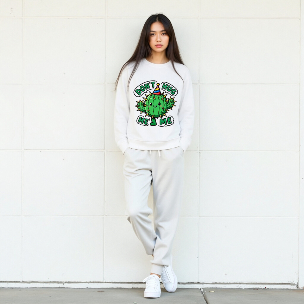 Unisex Organic Sweatshirt | Cactus 'Don't Hug Me' Fun Party Design - Image 8
