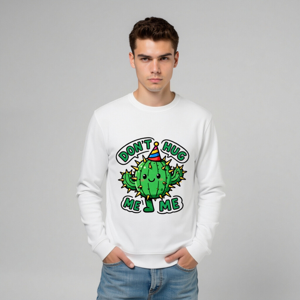 Unisex Organic Sweatshirt | Cactus 'Don't Hug Me' Fun Party Design - Image 9