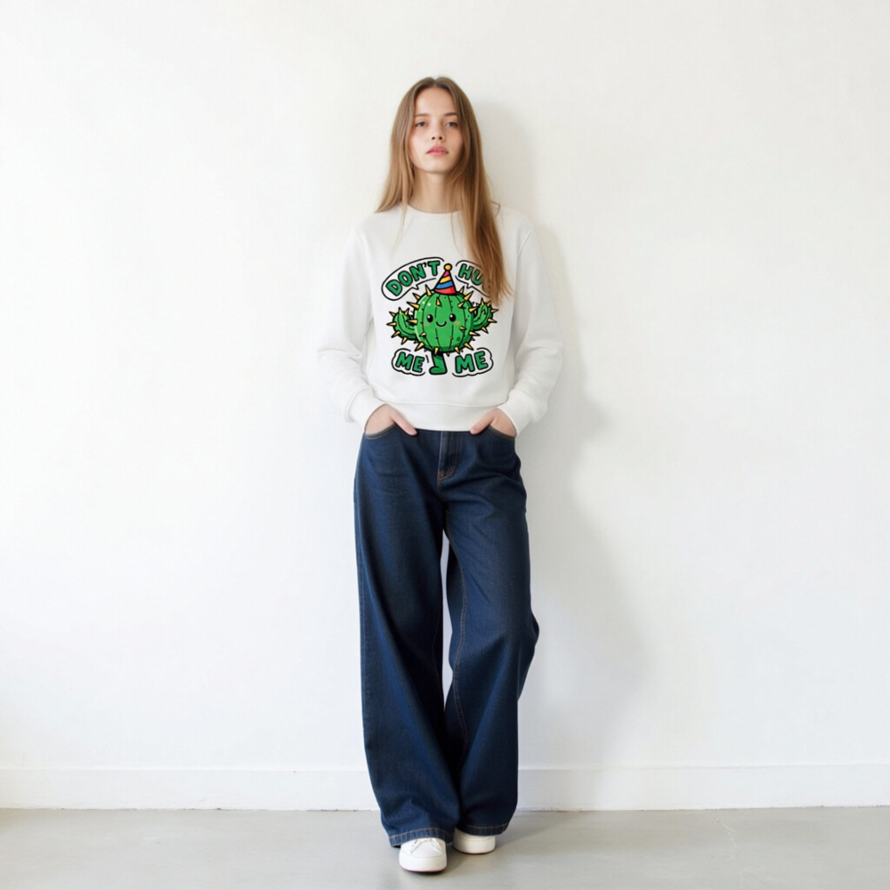Unisex Organic Sweatshirt | Cactus 'Don't Hug Me' Fun Party Design - Image 10