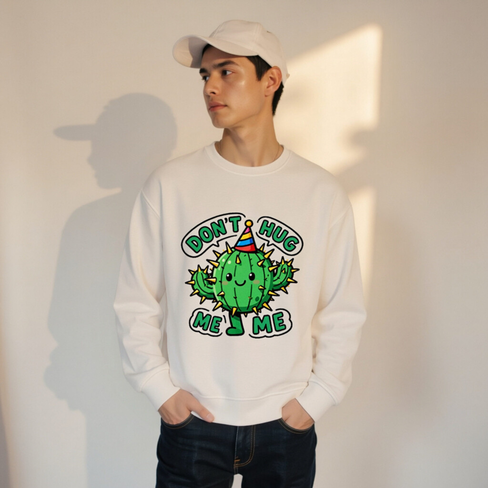 Unisex Organic Sweatshirt | Cactus 'Don't Hug Me' Fun Party Design - Image 11