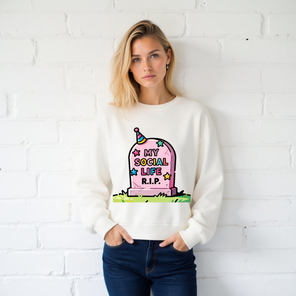 Unisex Organic Sweatshirt | My Social Life R.I.P. Tombstone Design - Image 2