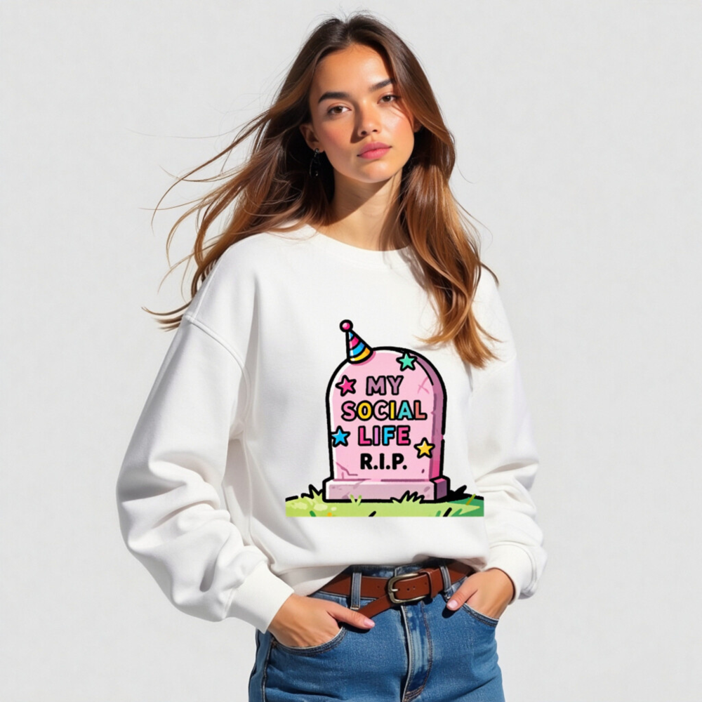 Unisex Organic Sweatshirt | My Social Life R.I.P. Tombstone Design - Image 4
