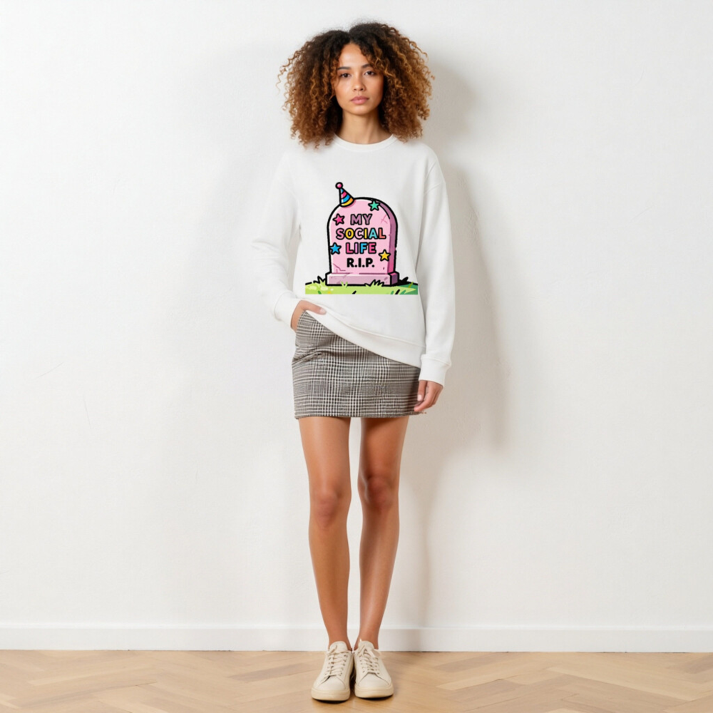 Unisex Organic Sweatshirt | My Social Life R.I.P. Tombstone Design - Image 5