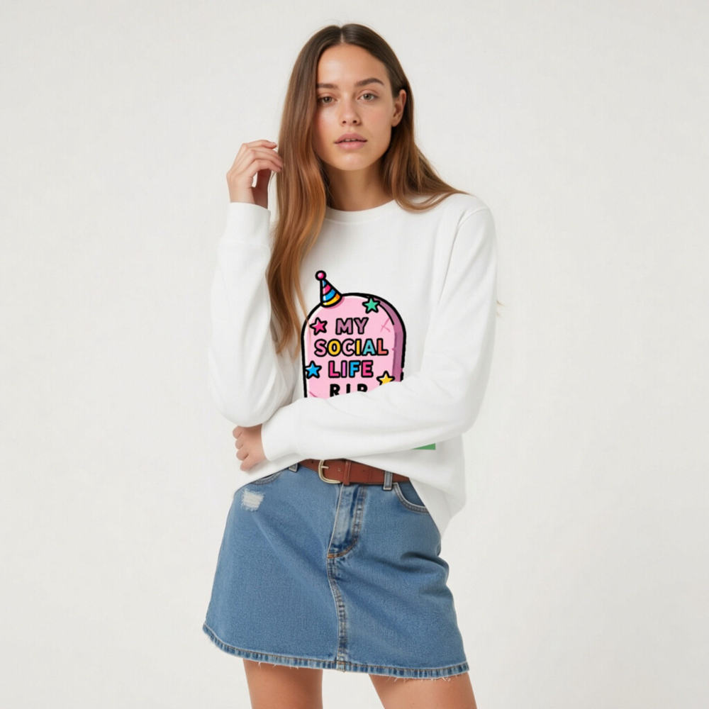 Unisex Organic Sweatshirt | My Social Life R.I.P. Tombstone Design - Image 7