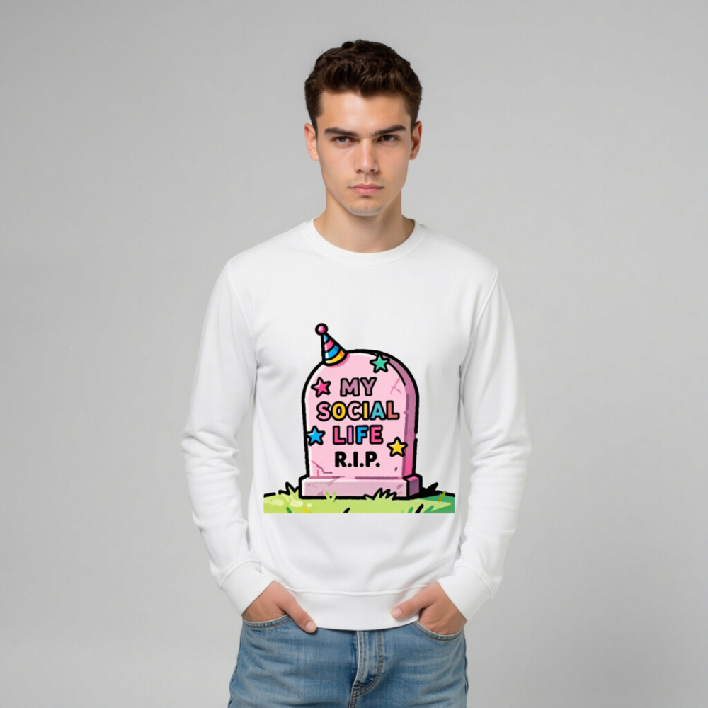 Unisex Organic Sweatshirt | My Social Life R.I.P. Tombstone Design - Image 9