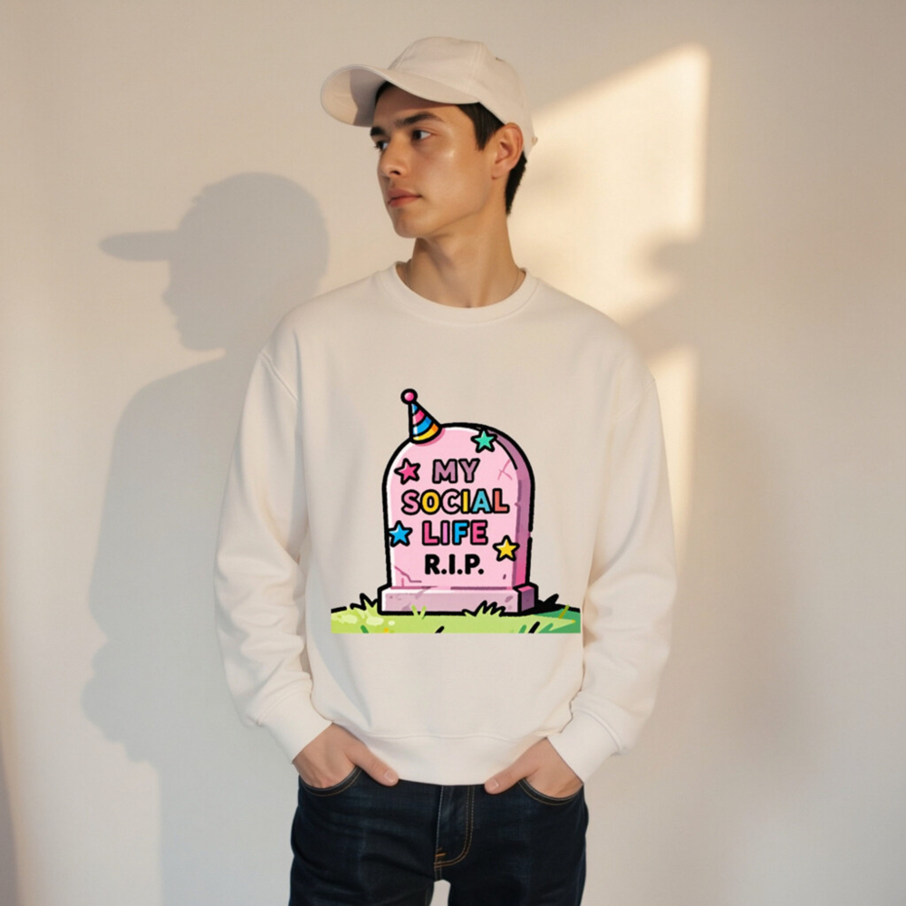 Unisex Organic Sweatshirt | My Social Life R.I.P. Tombstone Design - Image 11