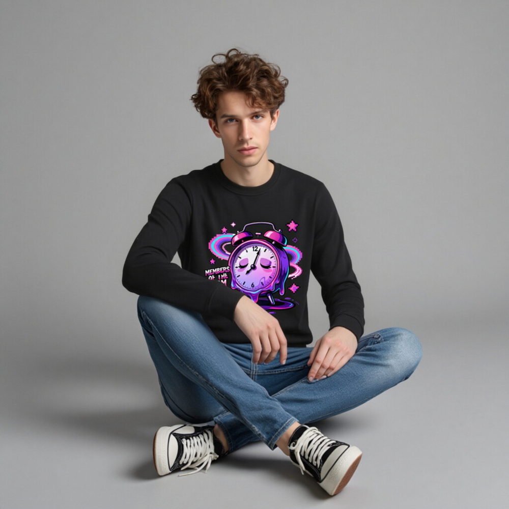 Unisex Organic Sweatshirt | Members of the 3 AM Club Alarm Clock Design - Image 3