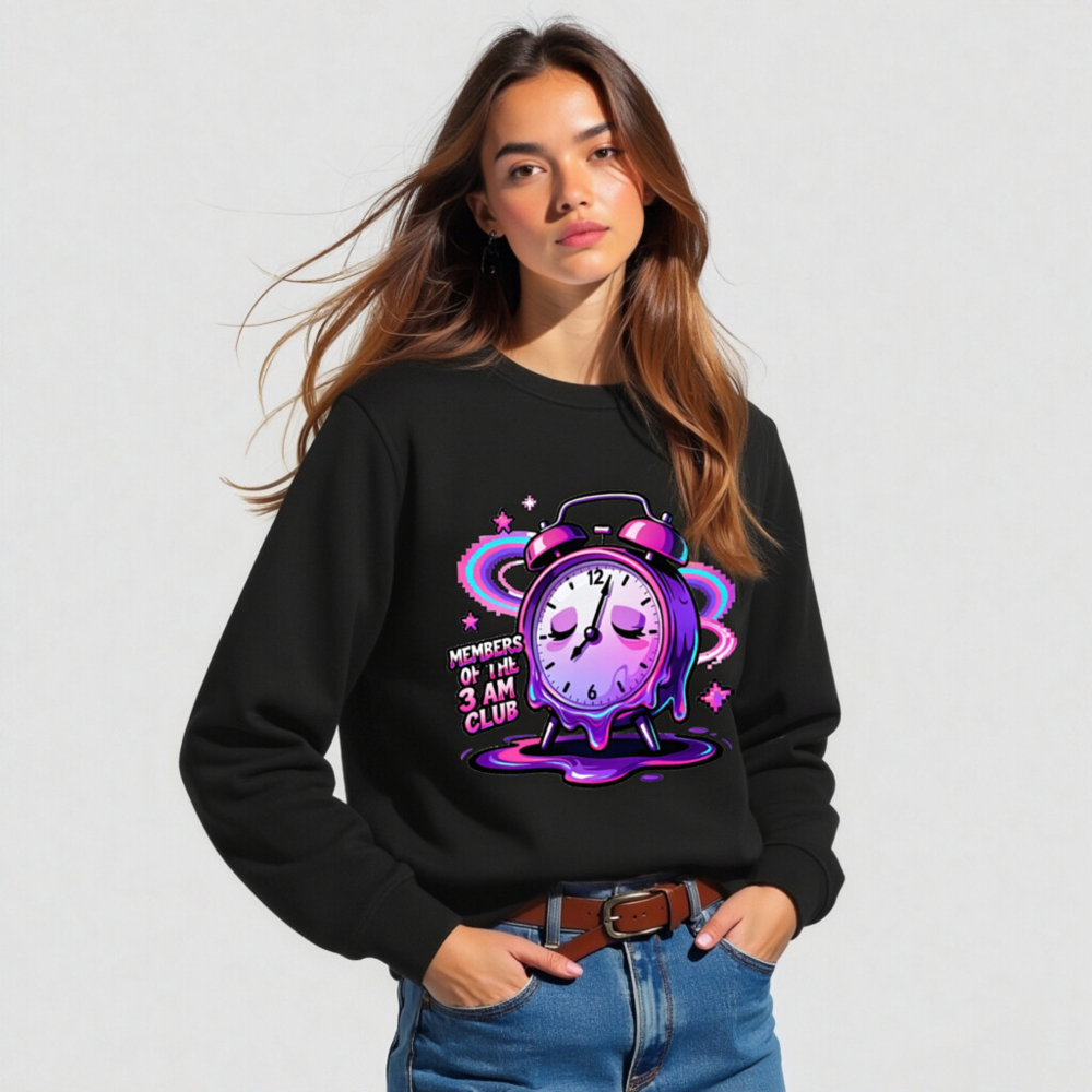 Unisex Organic Sweatshirt | Members of the 3 AM Club Alarm Clock Design - Image 4