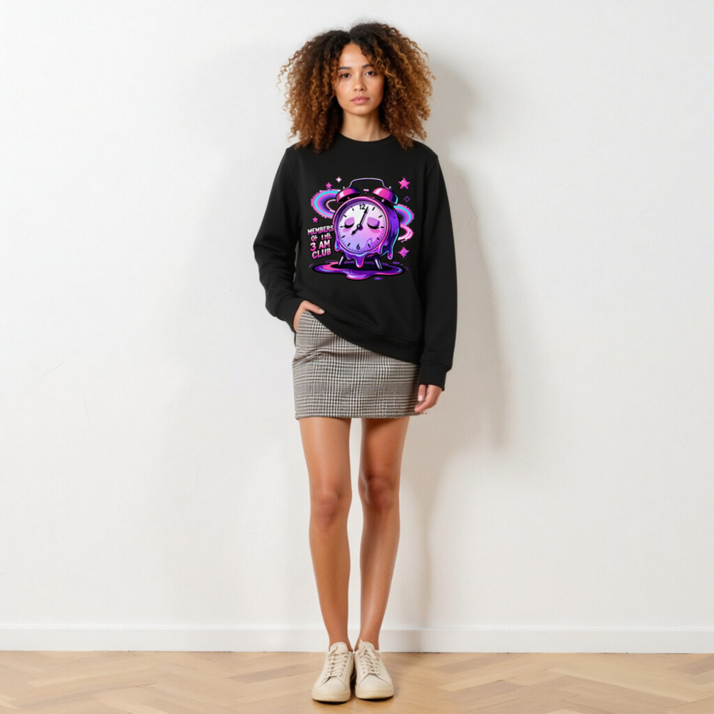 Unisex Organic Sweatshirt | Members of the 3 AM Club Alarm Clock Design - Image 5