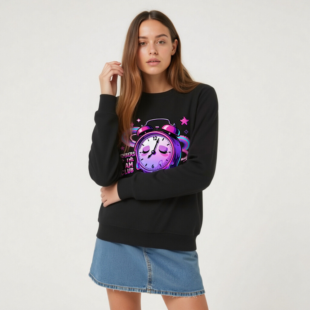 Unisex Organic Sweatshirt | Members of the 3 AM Club Alarm Clock Design - Image 6