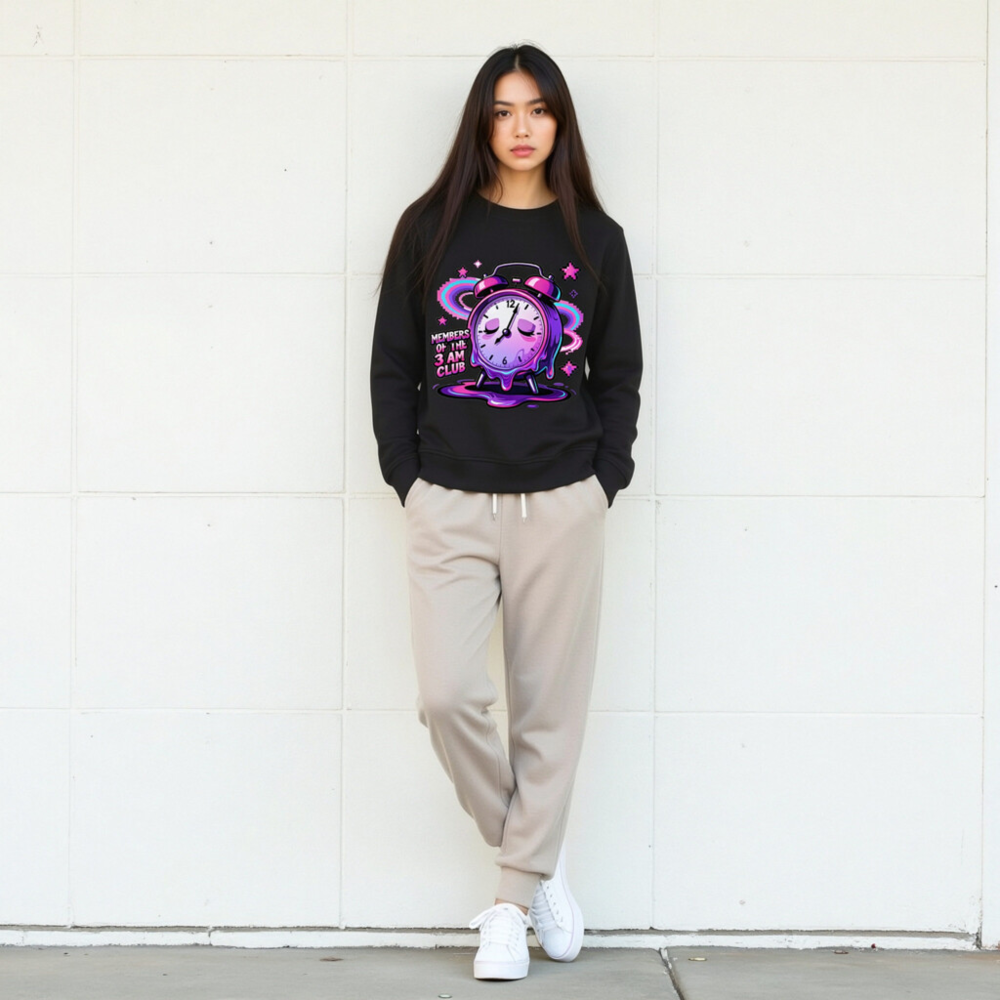 Unisex Organic Sweatshirt | Members of the 3 AM Club Alarm Clock Design - Image 7