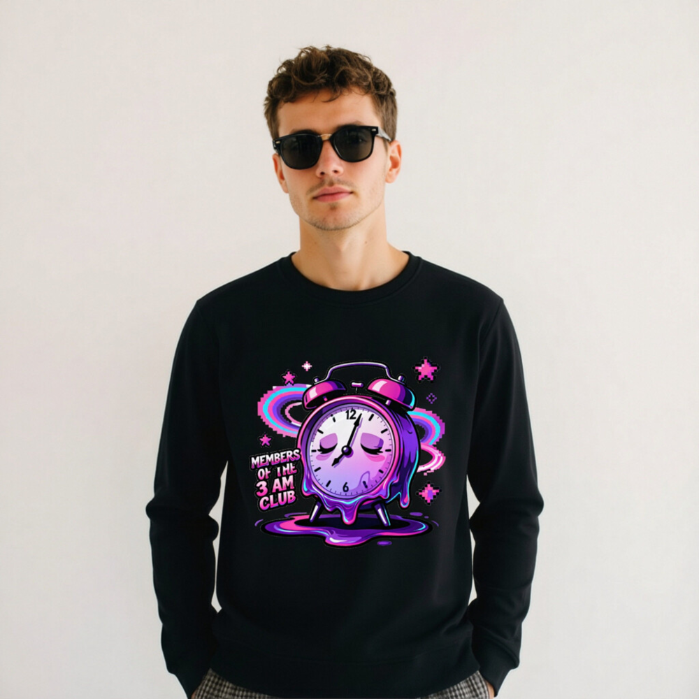 Unisex Organic Sweatshirt | Members of the 3 AM Club Alarm Clock Design - Image 8