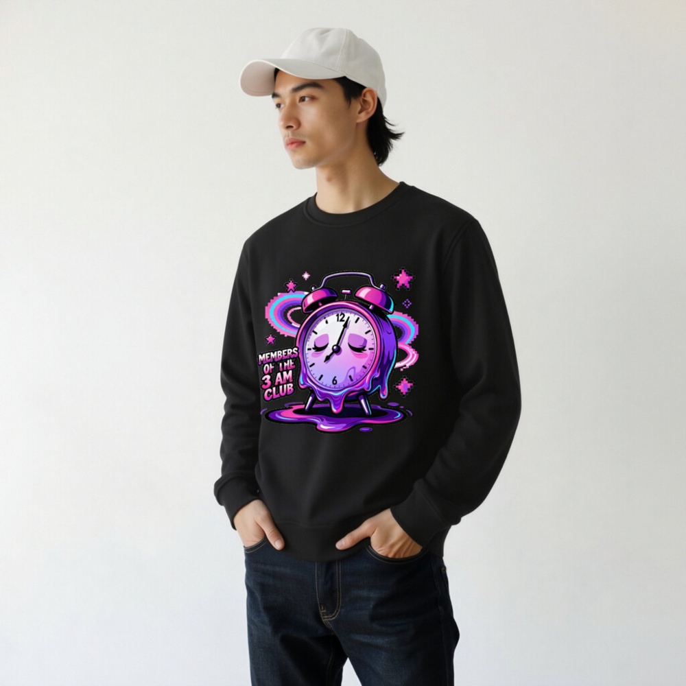 Unisex Organic Sweatshirt | Members of the 3 AM Club Alarm Clock Design - Image 10
