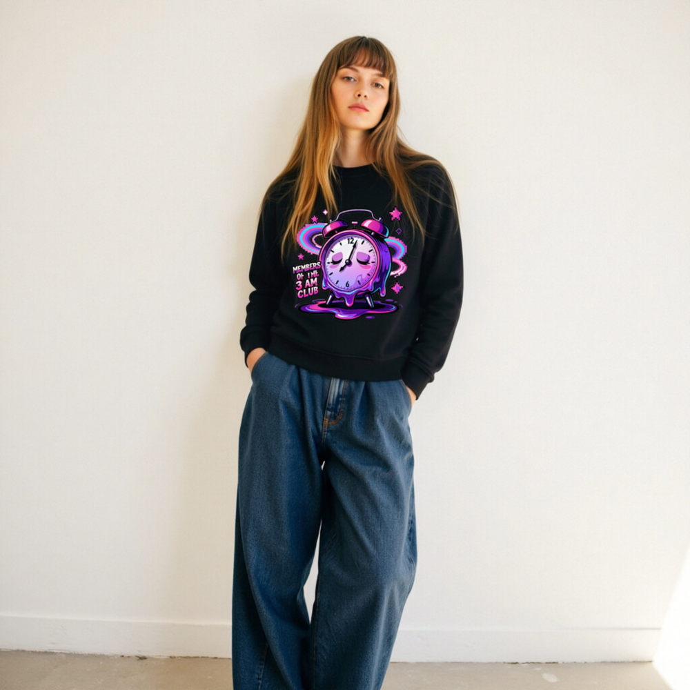 Unisex Organic Sweatshirt | Members of the 3 AM Club Alarm Clock Design - Image 11