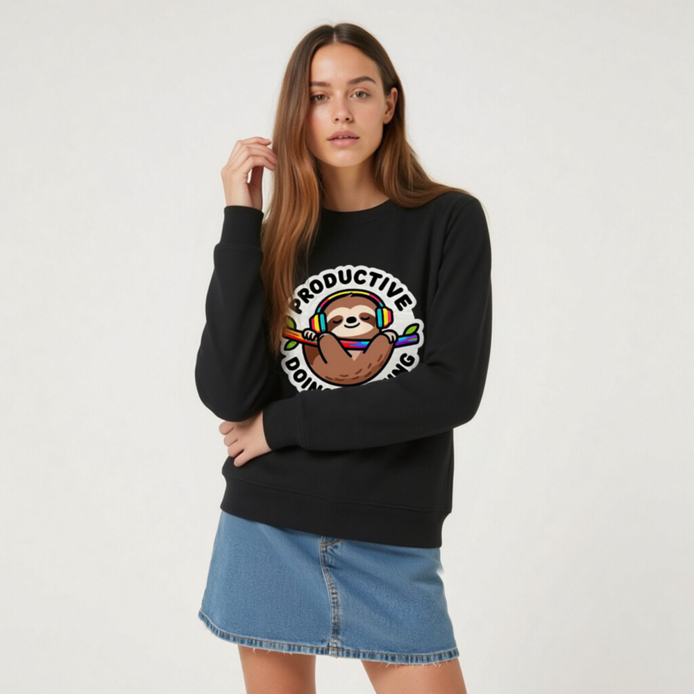 Organic Sloth Sweatshirt | Productive Doing Nothing Unisex Crewneck - Image 6