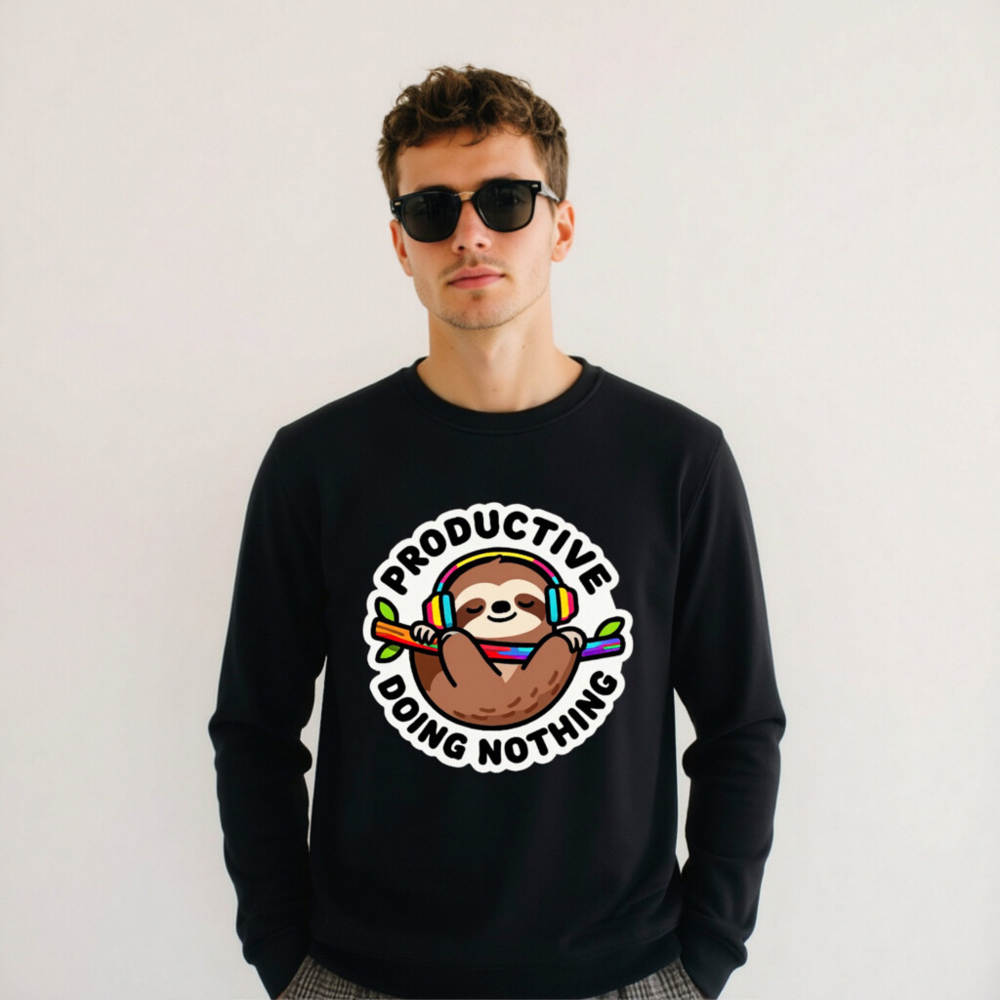 Organic Sloth Sweatshirt | Productive Doing Nothing Unisex Crewneck - Image 8