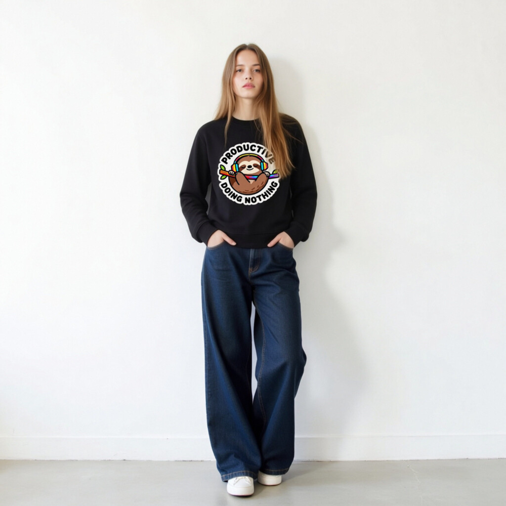 Organic Sloth Sweatshirt | Productive Doing Nothing Unisex Crewneck - Image 9