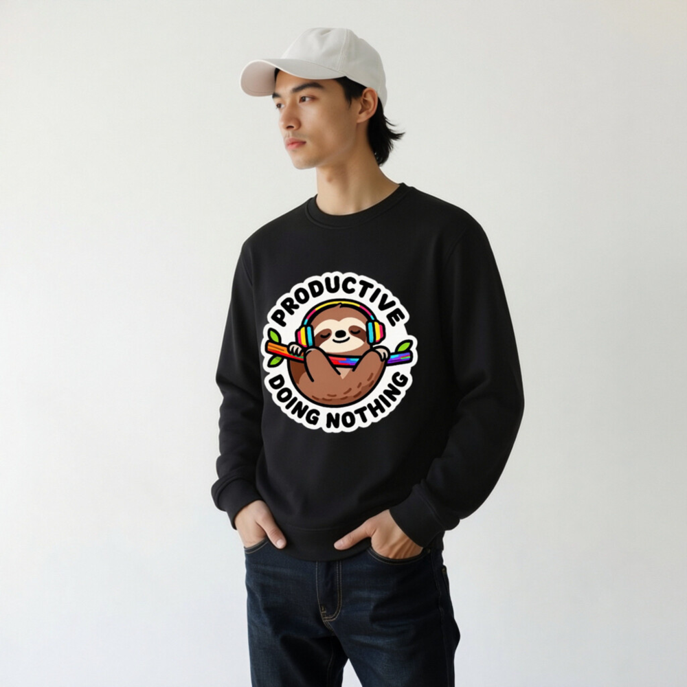 Organic Sloth Sweatshirt | Productive Doing Nothing Unisex Crewneck - Image 10