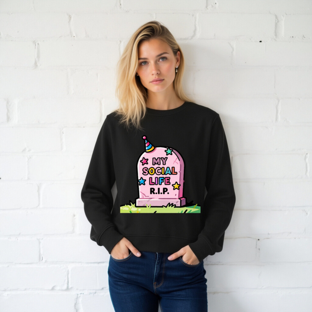 Unisex Organic Sweatshirt | My Social Life R.I.P. Tombstone Design - Image 2