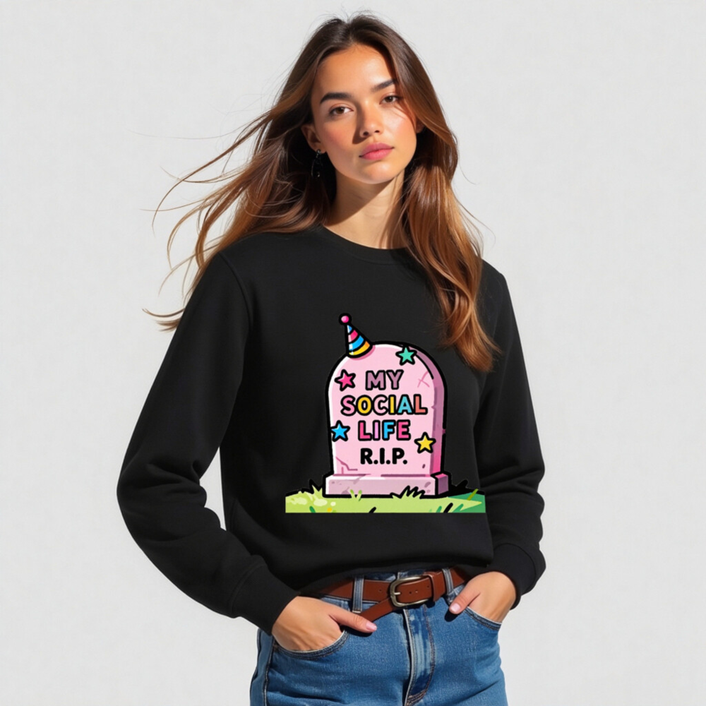 Unisex Organic Sweatshirt | My Social Life R.I.P. Tombstone Design - Image 4