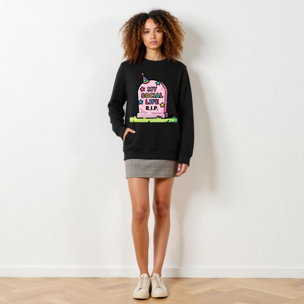Unisex Organic Sweatshirt | My Social Life R.I.P. Tombstone Design - Image 5
