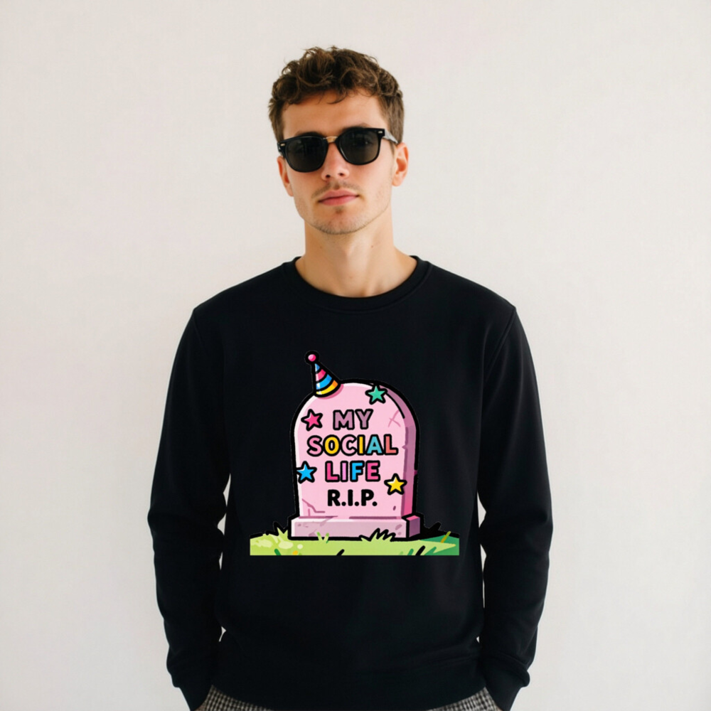 Unisex Organic Sweatshirt | My Social Life R.I.P. Tombstone Design - Image 8