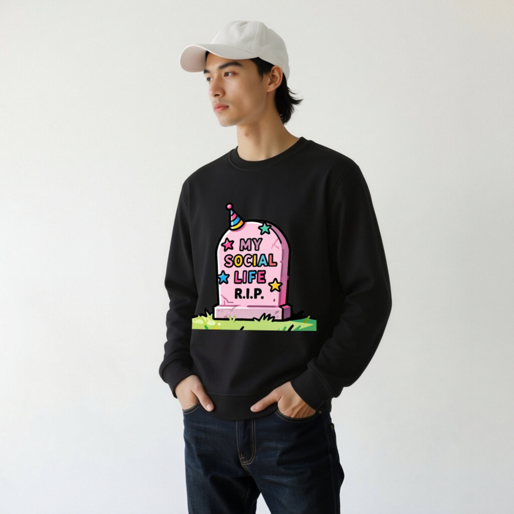 Unisex Organic Sweatshirt | My Social Life R.I.P. Tombstone Design - Image 10