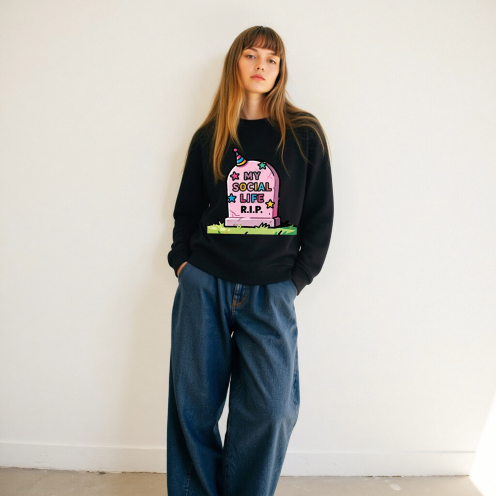 Unisex Organic Sweatshirt | My Social Life R.I.P. Tombstone Design - Image 11