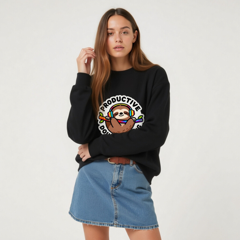 Productive Doing Nothing Sloth Sweatshirt | Unisex Crew Neck - Image 8